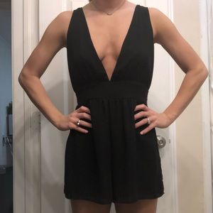 Black Low Cut V Romper